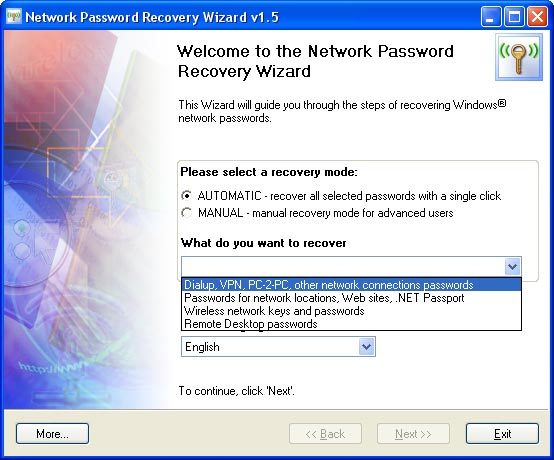 Network Password Recovery Wizard Screenshot